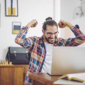 Young man working at home